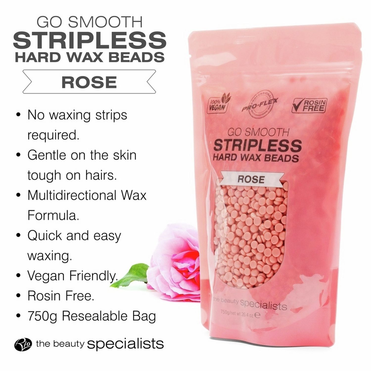 Rio Premium Hot Wax Beads 750ml rose - British product