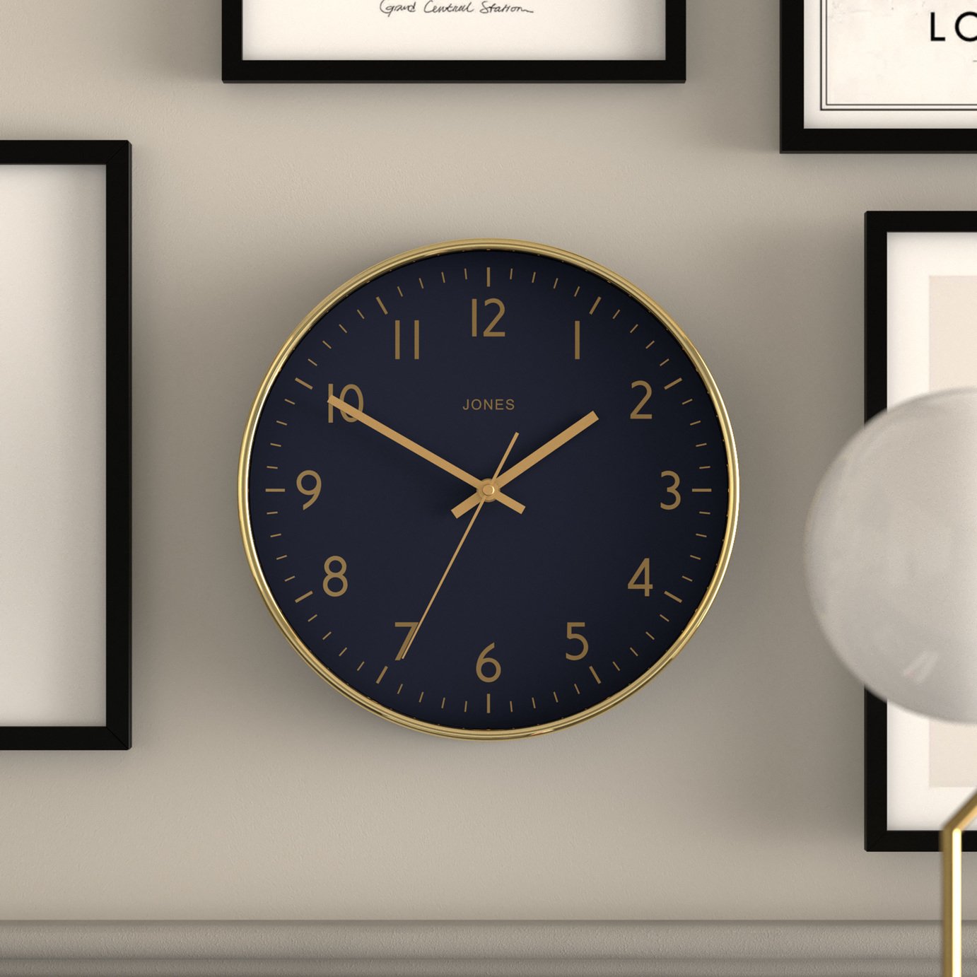 Jones Clocks gold wall clock 30cm, UK version