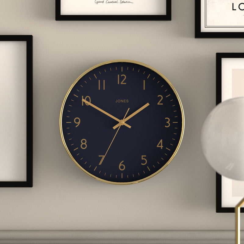 Jones Clocks gold wall clock 30cm, UK version