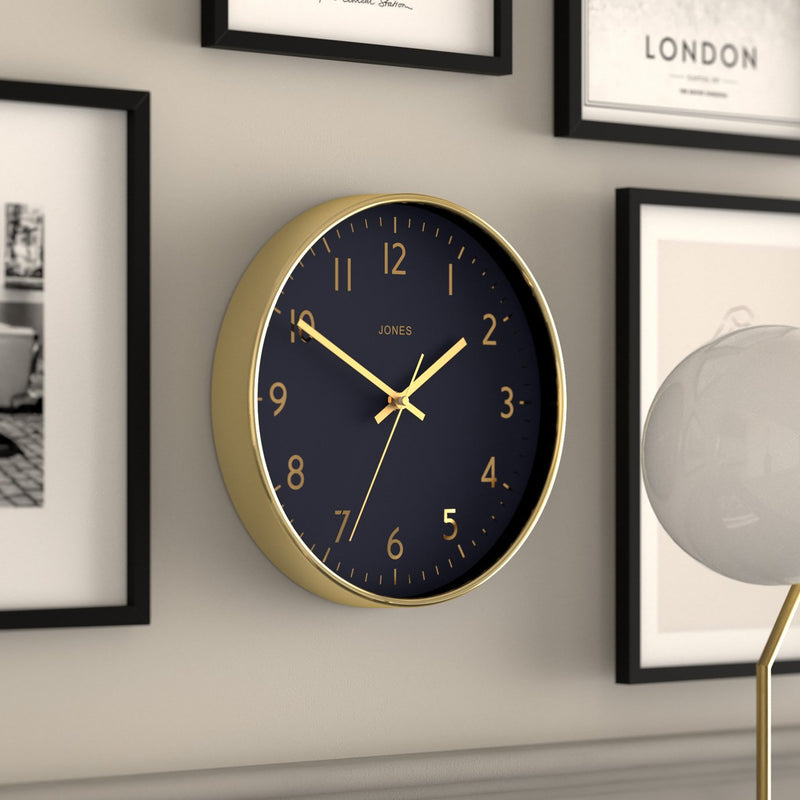 Jones Clocks gold wall clock 30cm, UK version