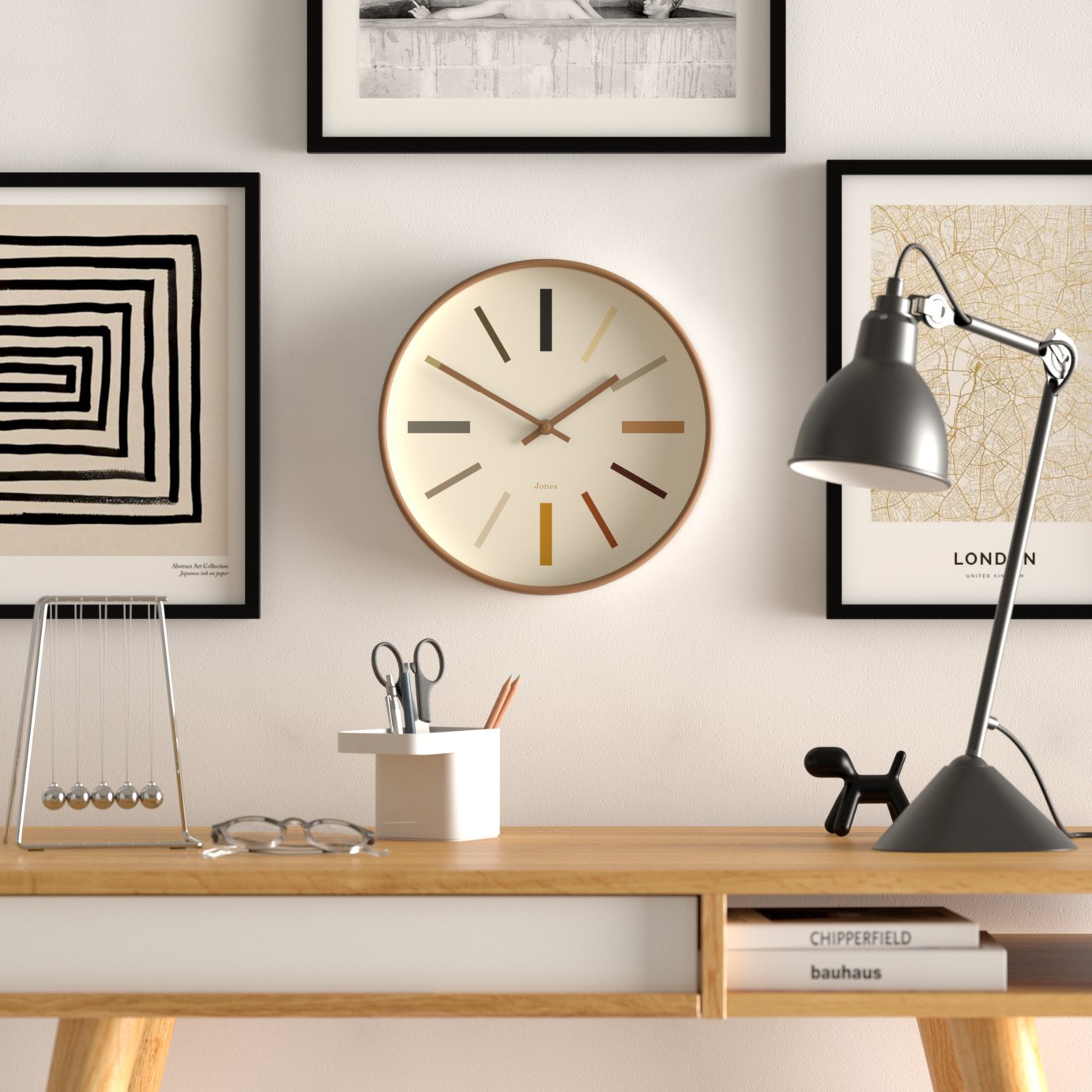 Jones wall clock Kiwi Brown 30cm, UK version