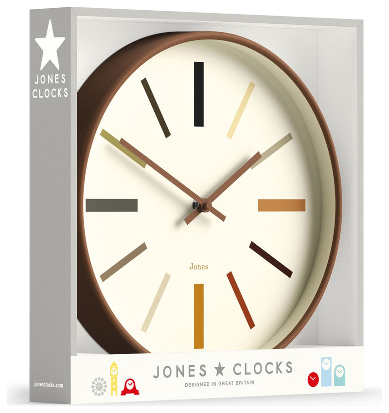 Jones wall clock Kiwi Brown 30cm, UK version