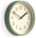 Jones Clocks green analogue wall clock 20cm diameter, UK version