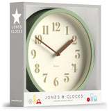 Jones Clocks green analogue wall clock 20cm diameter, UK version