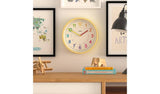Jones Clocks kids analogue wall clock yellow 25cm diameter, UK version