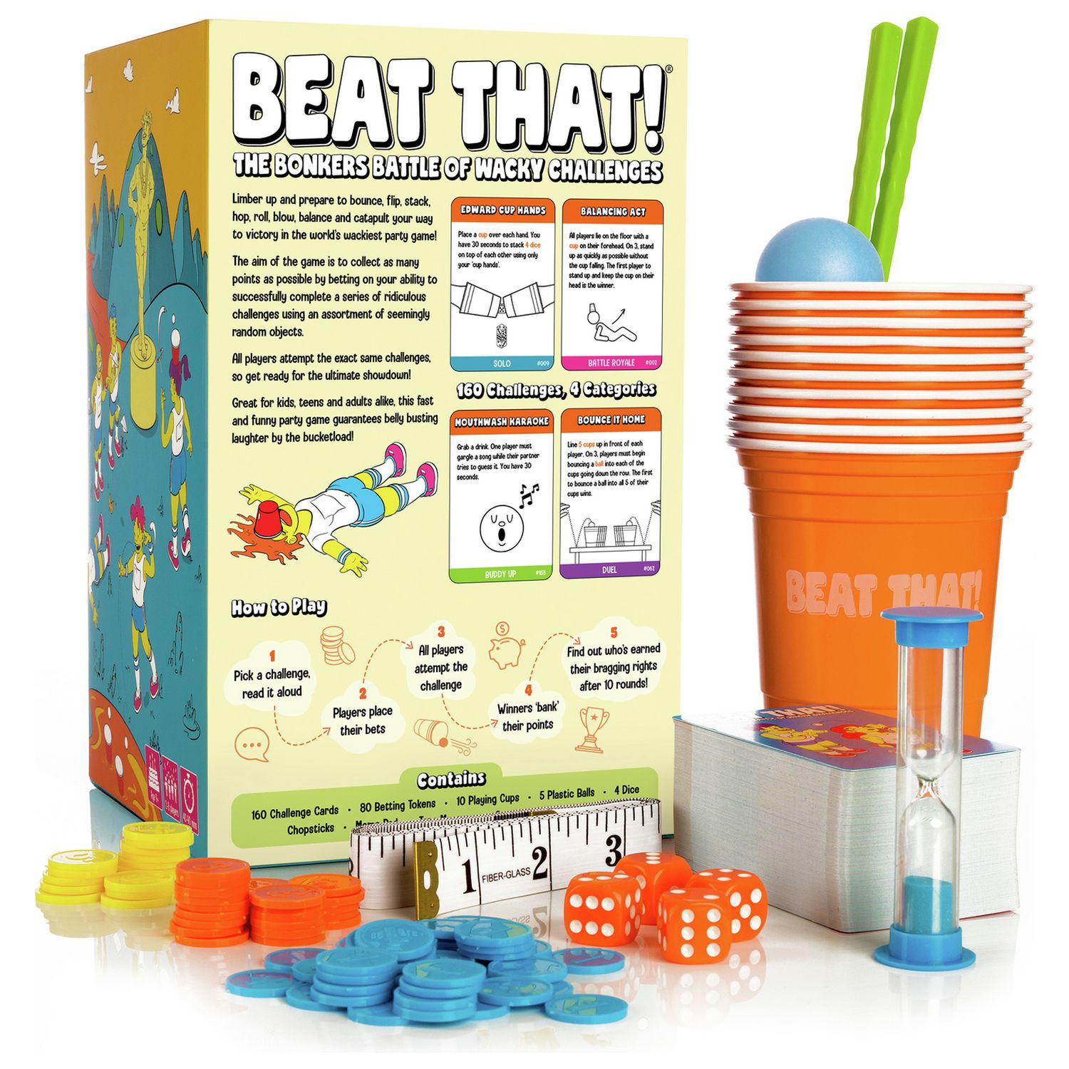 Beat That! wacky challenges party game - British product