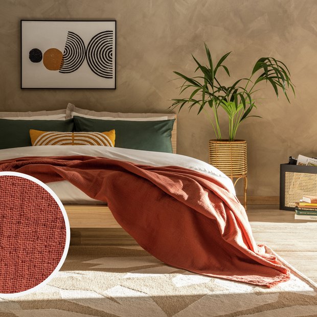 Habitat cotton throw terracotta 150x200cm, UK version