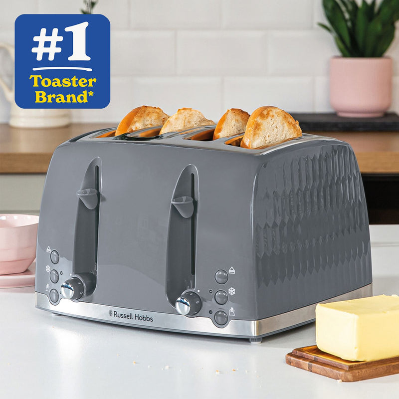 Russell Hobbs Honeycomb 4 slice toaster grey (British brand)
