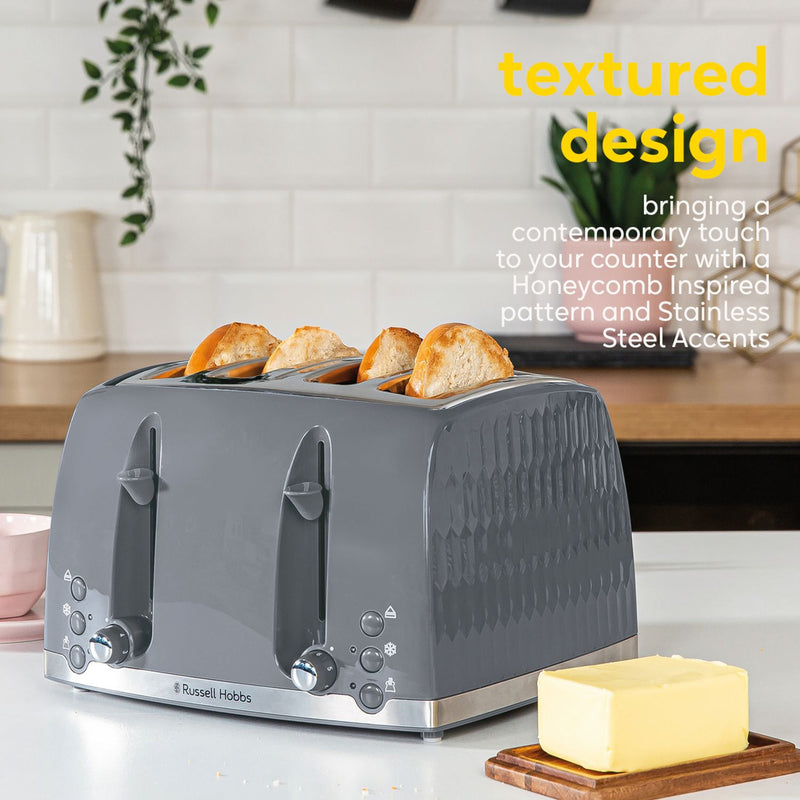 Russell Hobbs Honeycomb 4 slice toaster grey (British brand)