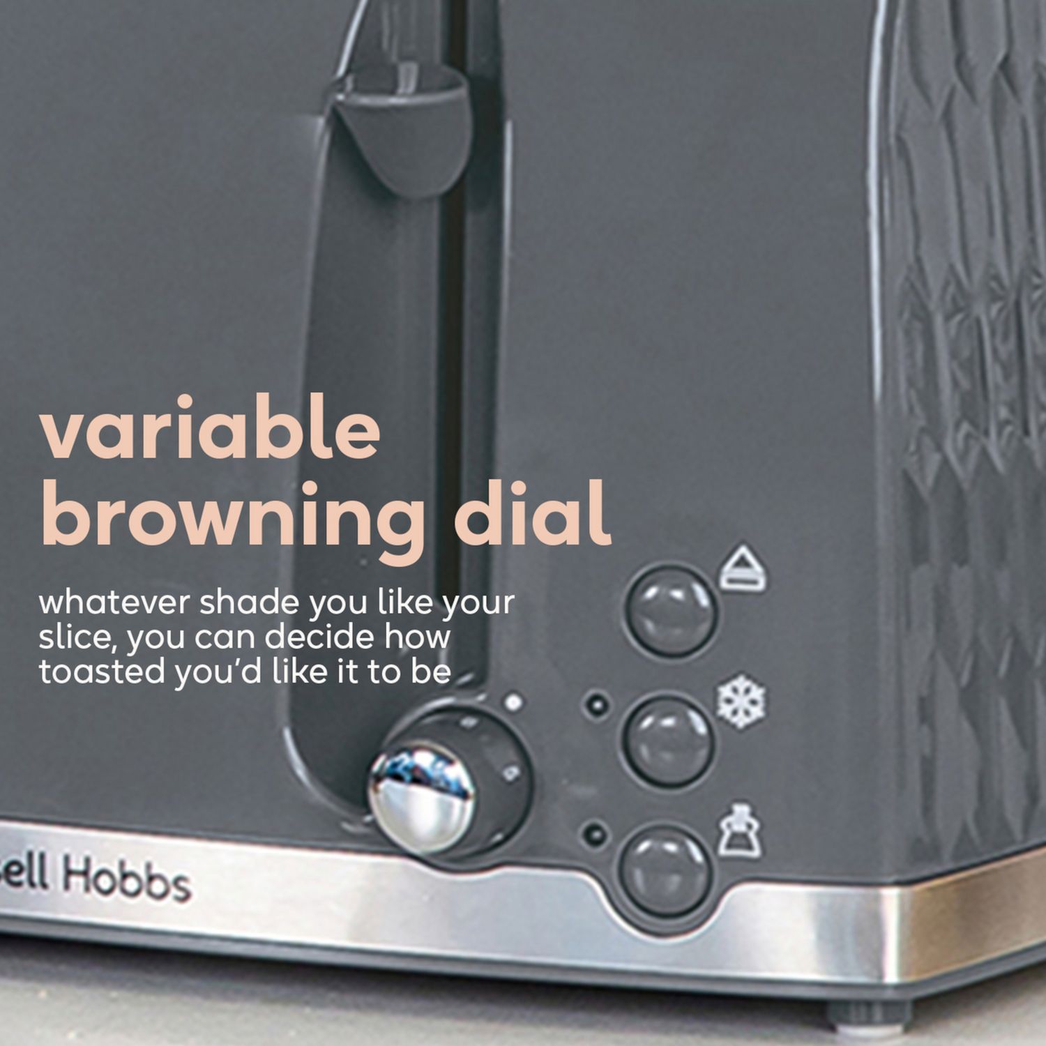 Russell Hobbs Honeycomb 4 slice toaster grey (British brand)