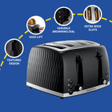 Russell Hobbs Honeycomb 4-slice toaster black, imported from the UK