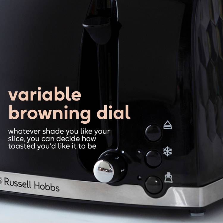 Russell Hobbs Honeycomb 4-slice toaster black, imported from the UK