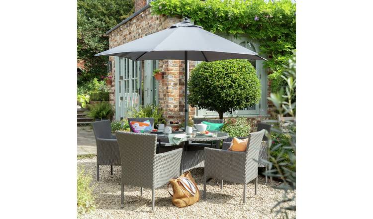 Argos Home 6 Seater Rattan Effect Patio Set - Grey