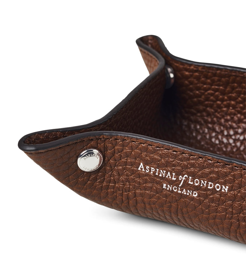 Aspinal of London mini grained leather tidy tray 9.5cm x 9.5cm - British product