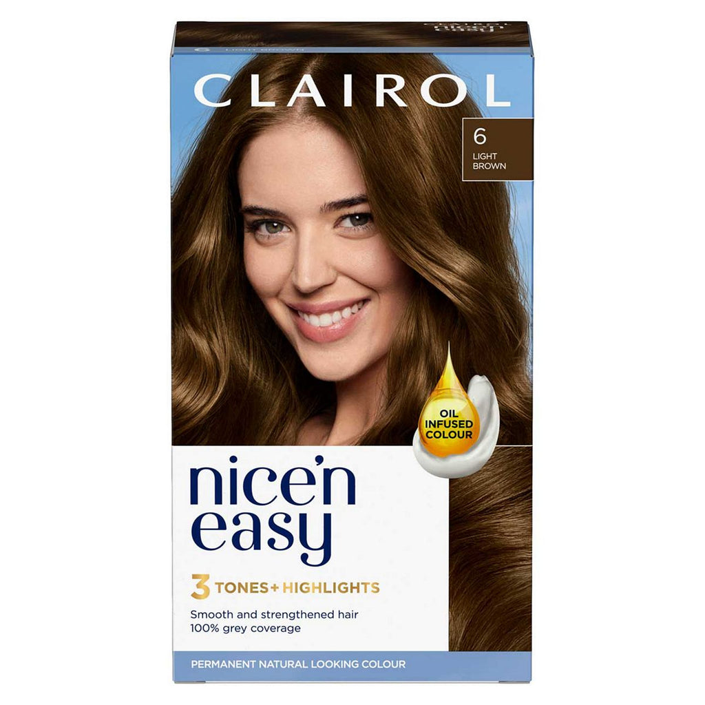 Clairol Nice'n Easy Crème Oil Infused Permanent Hair Dye 6 Light Brown 177ml