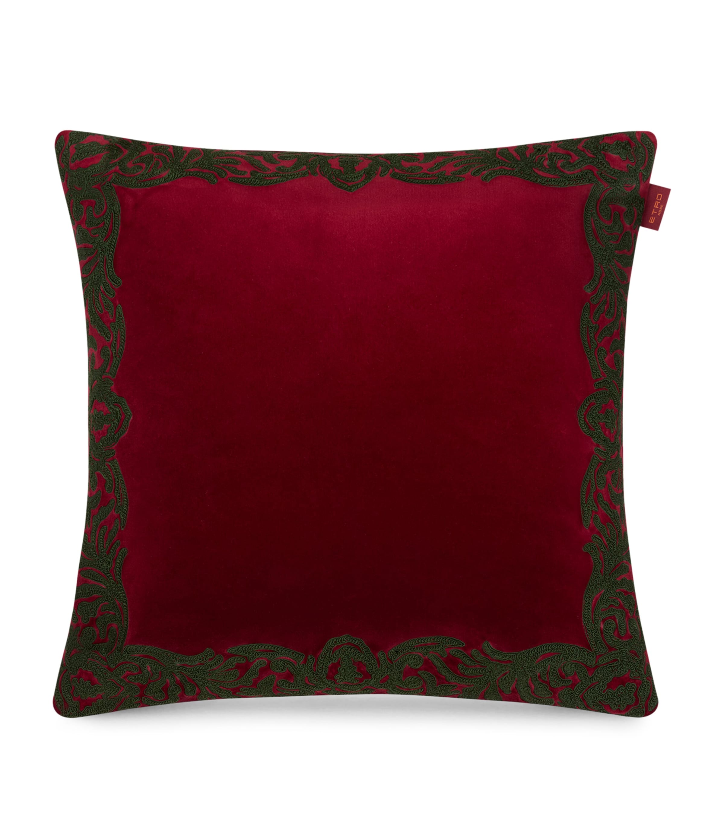 Etro wool-blend embroidered paisley-trim cushion 45cm - British product