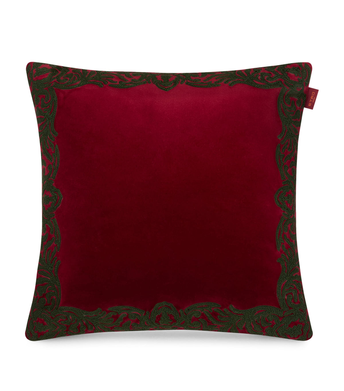 Etro wool-blend embroidered paisley-trim cushion 45cm - British product