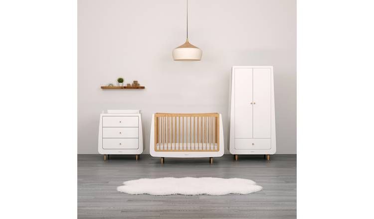 Snuzkot Skandi Cot Bed Nursery Furniture Set-White & Natural GOODS Argos