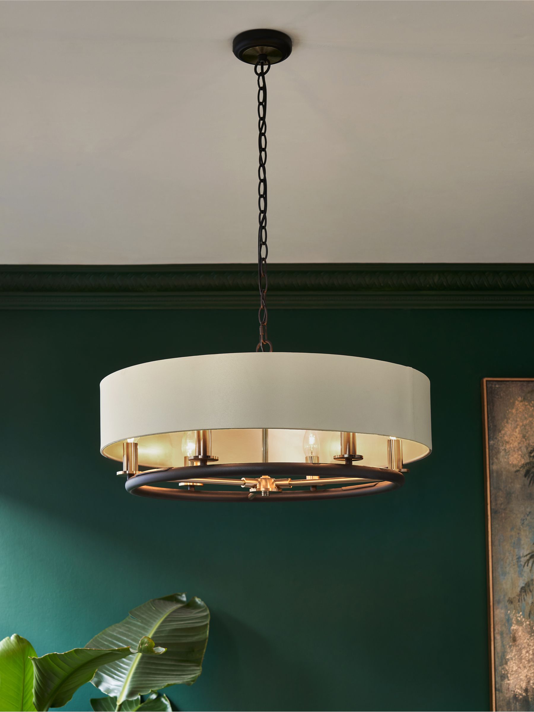 Black chandelier ceiling light 6-light Hudson - British product