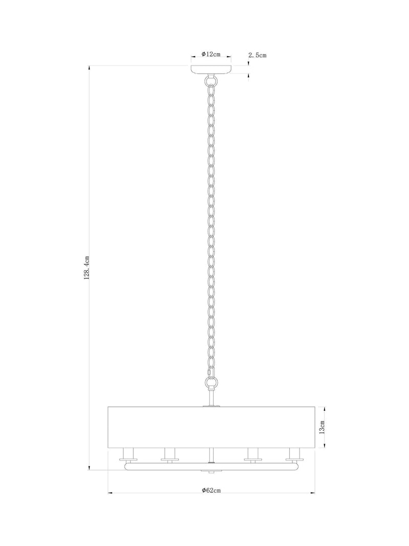 Black chandelier ceiling light 6-light Hudson - British product