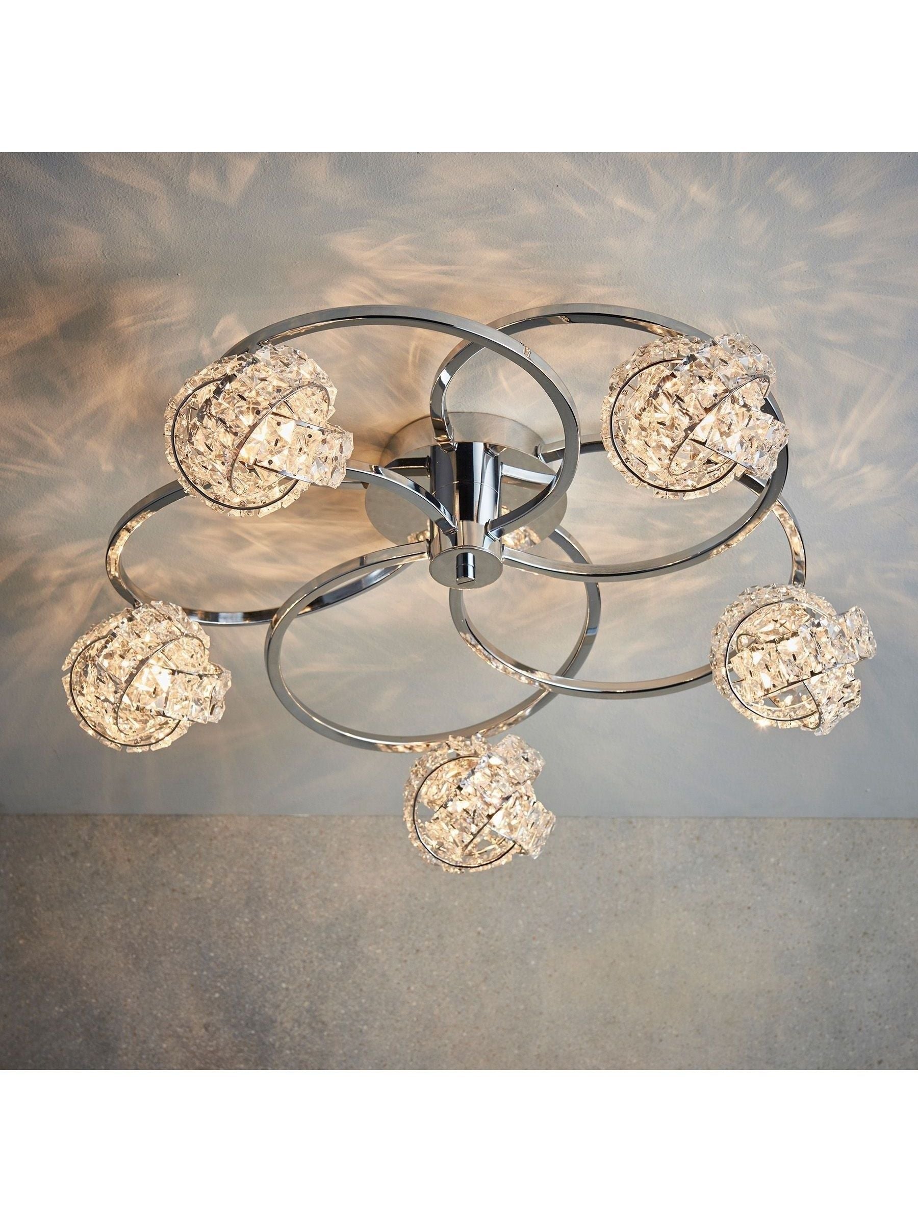 Gallery Home chrome flush ceiling light 5-light (British brand)