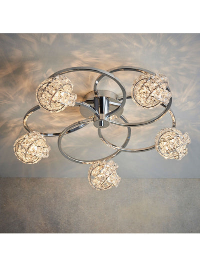 Next Gallery Home Chrome 5 Light Flush Lila Flush Ceiling Light- Buy online at McGrocer