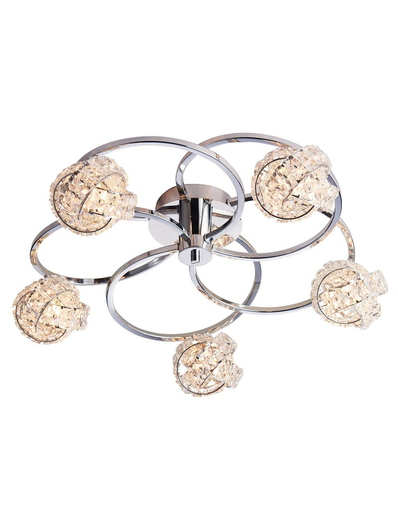 Gallery Home chrome flush ceiling light 5-light (British brand)