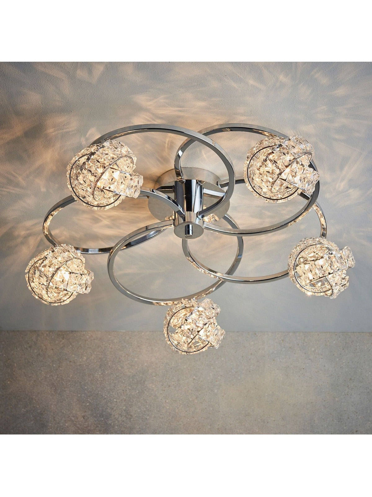 Gallery Home chrome flush ceiling light 5-light (British brand)