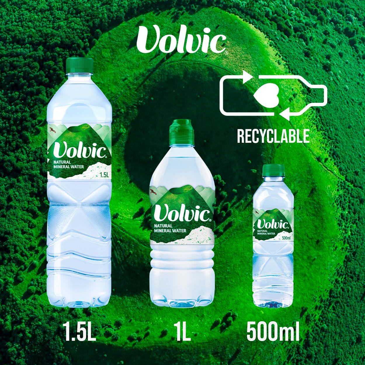 Volvic natural mineral still water 1.5L, imported from the UK