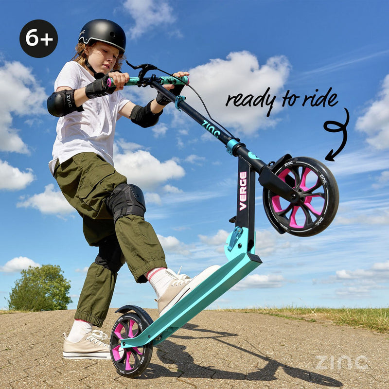 Zinc Verge Pro foldable big wheel scooter pink and blue - British product