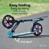 Zinc Verge Pro foldable big wheel scooter pink and blue - British product