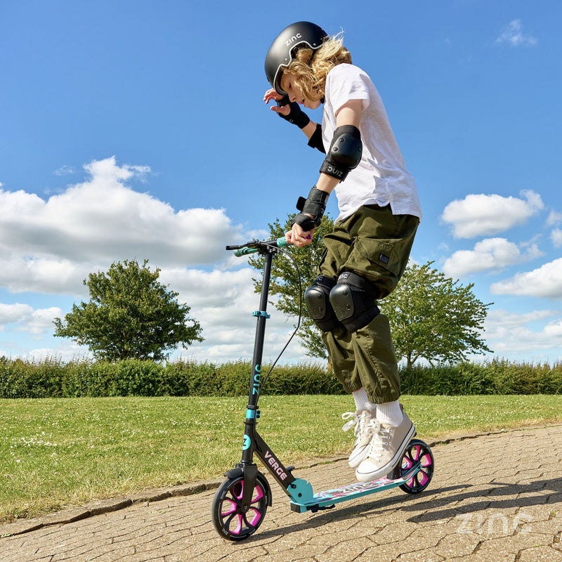 Zinc Verge Pro foldable big wheel scooter pink and blue - British product