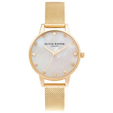 Olivia Burton Classics white and gold mesh watch - British product