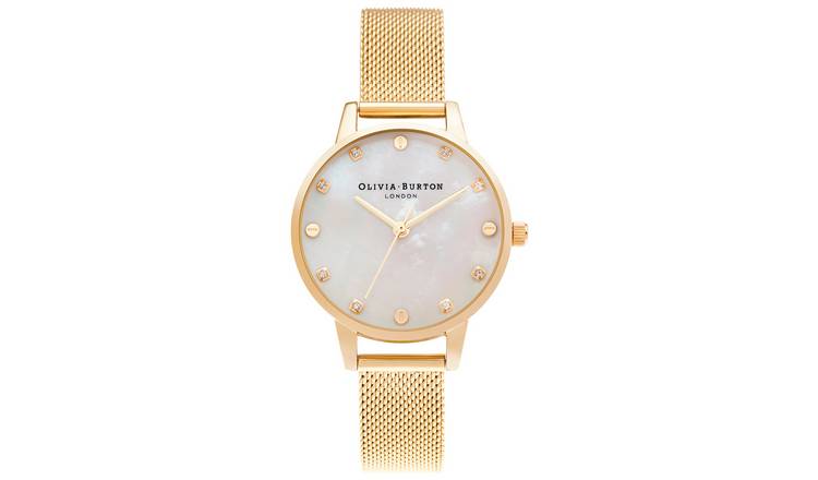 Olivia Burton Classics white and gold mesh watch - British product