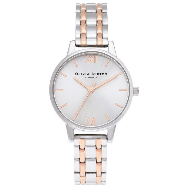 Olivia Burton Silver Carnation Gold Bracelet Watch, UK version