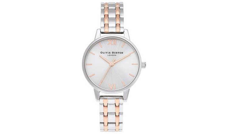 Olivia Burton Silver Carnation Gold Bracelet Watch, UK version