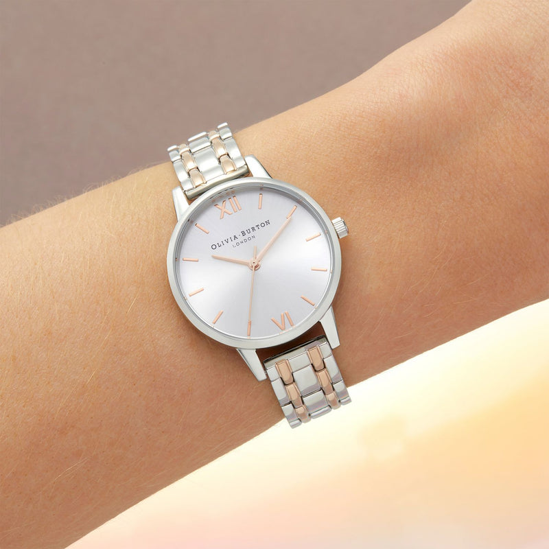 Olivia Burton Silver Carnation Gold Bracelet Watch, UK version