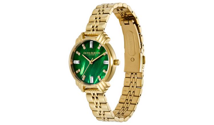 Olivia Burton Art Deco emerald gold watch, UK version