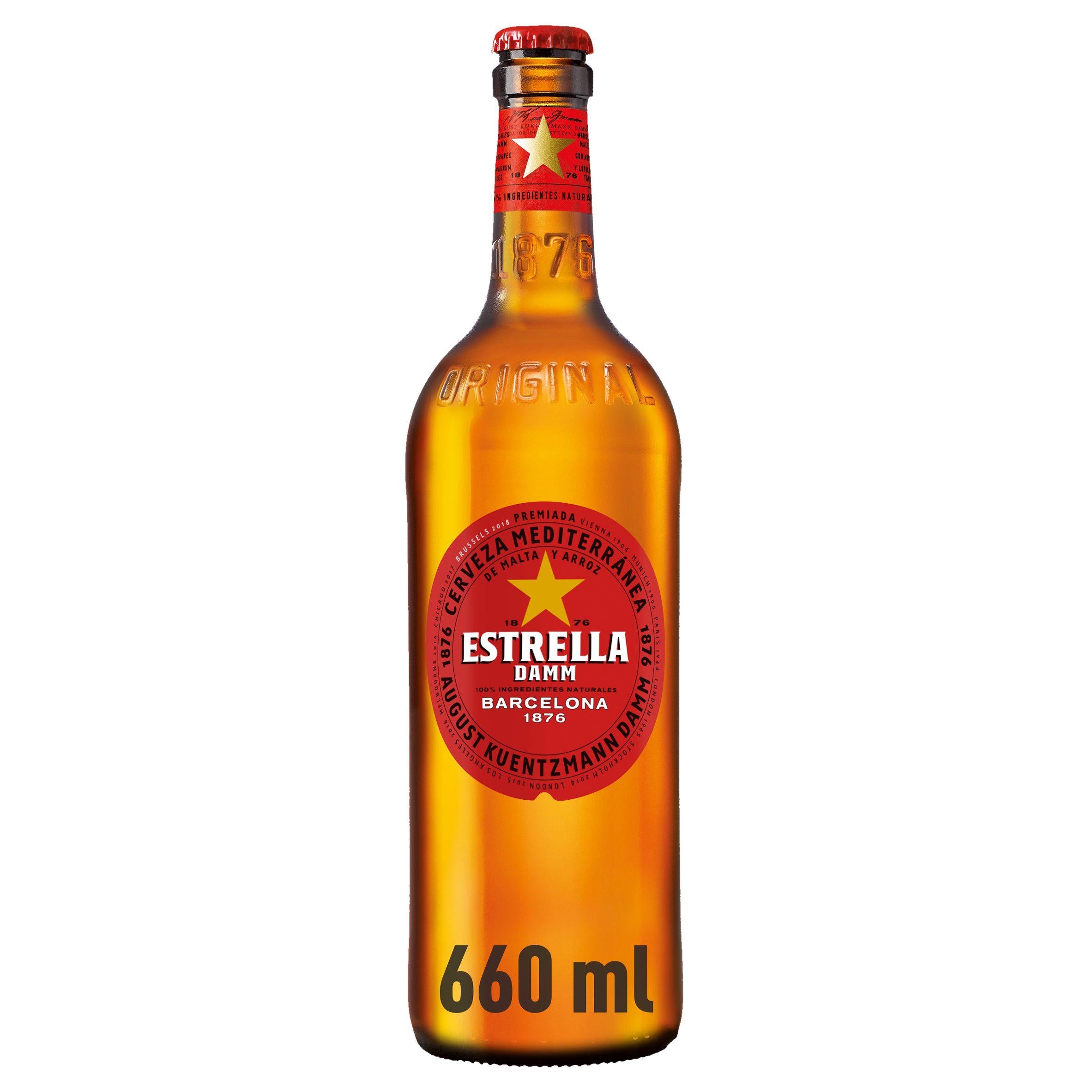 Estrella Damm Lager Spanish Beer Bottle 660ml All beer Sainsburys   