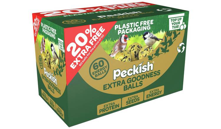 Peckish Extra Goodness Energy Balls 50 tub, imported from the UK