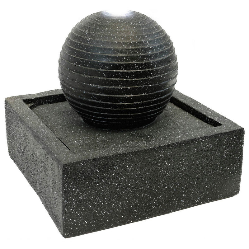 Gardenwize solar water feature black ball 36.5cm square, UK version