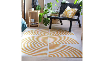 Argos Habitat Global Swirl Yellow Cotton Flatweave Rug 120x170cm- Buy online at McGrocer