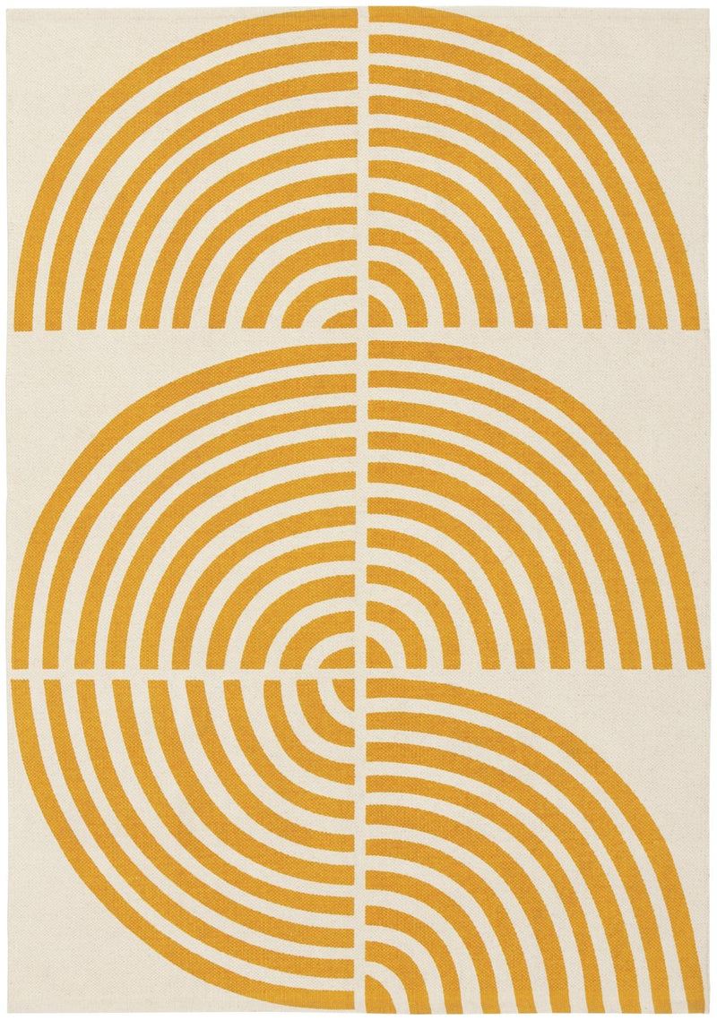 Habitat Global Swirl Yellow Cotton Flatweave Rug 120x170cm, UK version