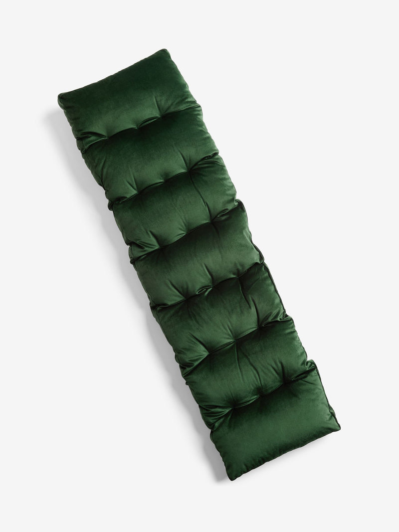 Olive Green Velvet Bench Cushion with Tie Fastening, imported from the UK