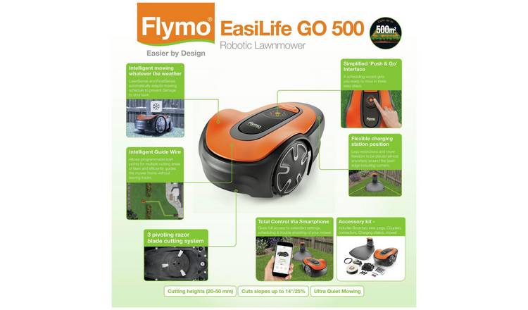 Flymo EasiLife GO 500 16cm cordless robotic lawnmower - British product