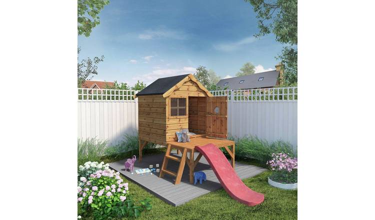 Mercia Snug Wooden Playhouse with Tower and Slide