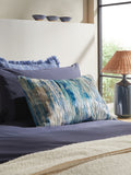Blue haze velvet stripe cushion 40x59cm - British product
