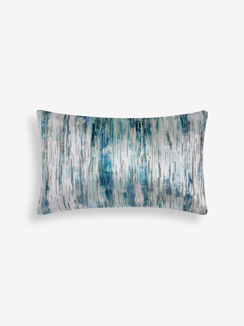 Blue haze velvet stripe cushion 40x59cm - British product