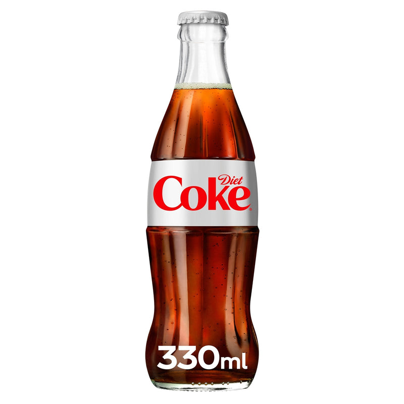 Diet Coke sugar-free cola 24 x 330ml glass bottles - British product