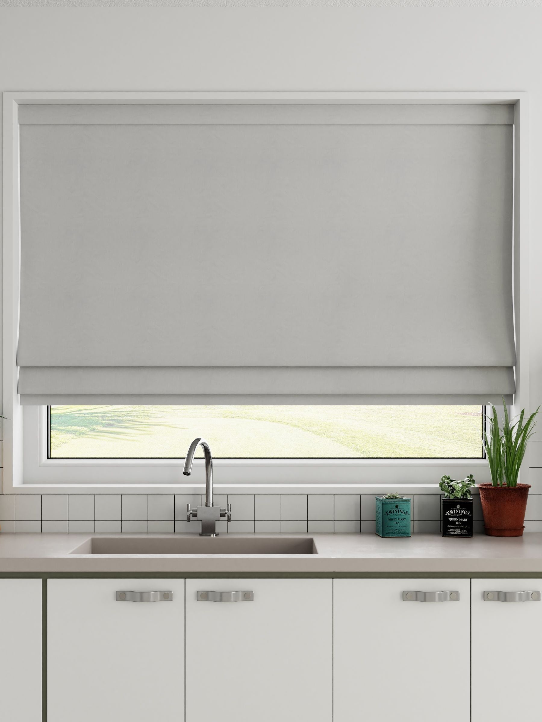 Silver 100% cotton roman blind made to measure (British brand)